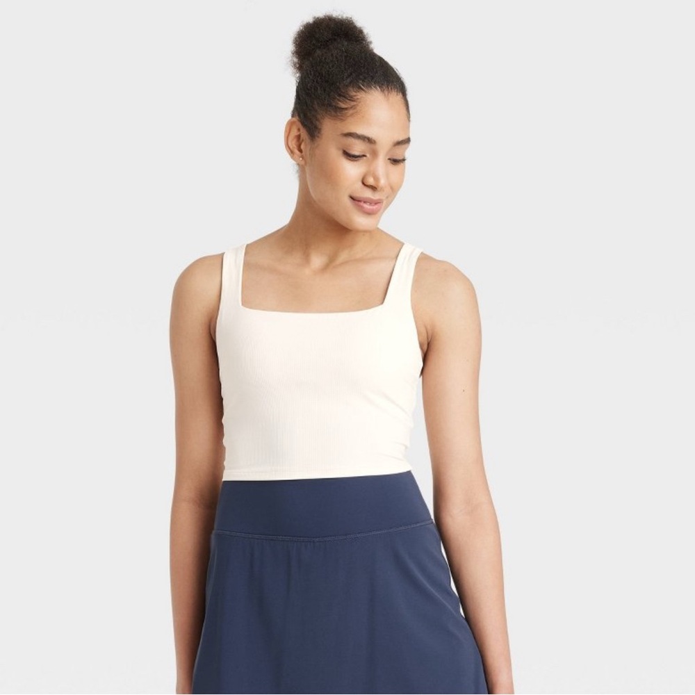 Cream Ribbed Crop Top - Picture 3 of 3